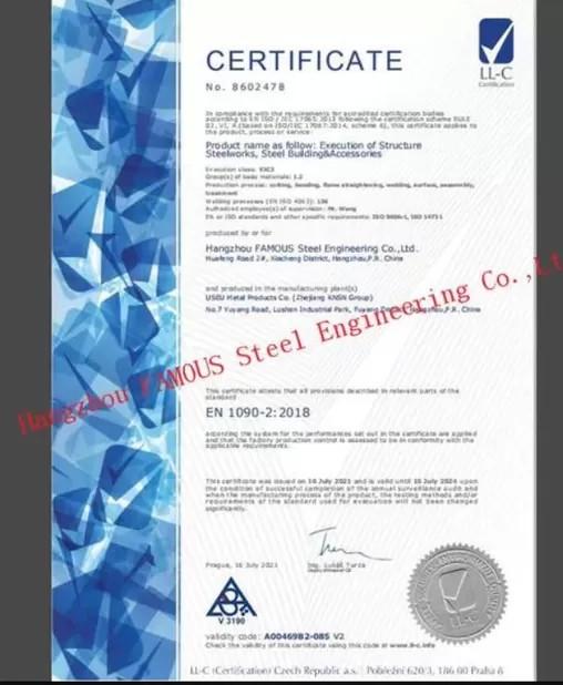 EN 1090­2:2018 - Hangzhou FAMOUS Steel Engineering Company
