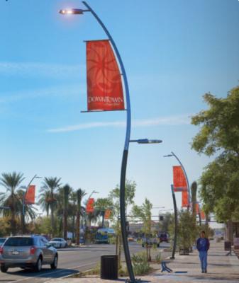 China Cast Aluminium Steel Street Light Pole Tapered Flag Banner Outdoor Led Street Lamp Post In Garden for sale