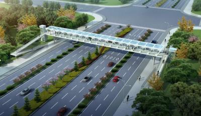China Stahli Balkenbrücke-Fußgängerbrücke des Träger-über Straßen-Bahnfluß verdrehte gekurvt zu verkaufen