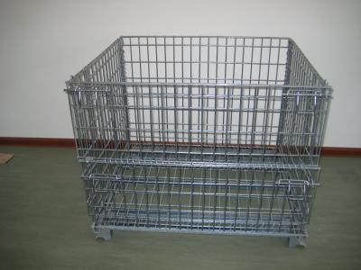 China Heavy Duty Galvanized Metal Storage Cage / Folding Wire Mesh Container For Wearhouse for sale