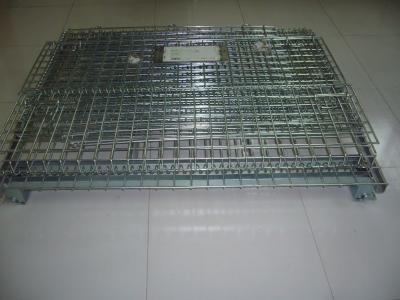 China Contenedor de malla de alambre galvanizado de hierro plegable, cajas de almacenamiento de malla de alambre para almacén en venta