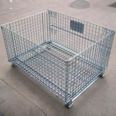 China Lockable Logistic Folding Wire Mesh Cage / Mobile Steel Storage Containers for sale