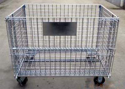 China Stacking Folding Steel Wire Container , Industrial Wire Container Storage Cages for sale