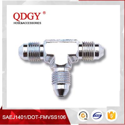 China qdgy steel material with chromed plated coating -3 AND -4 AN  SAE Brake Adapter Fittings MALE TEE for sale