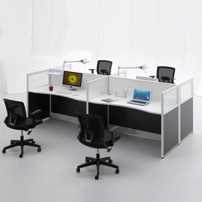 China Madera negra modular del panel de cristal del escritorio del puesto de trabajo de cuatro personas del ISO en venta