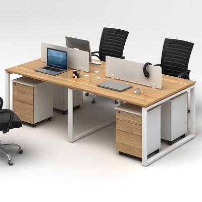 China 4 Way Linear Straight Office Desk Wood Modular Workstation Table for sale