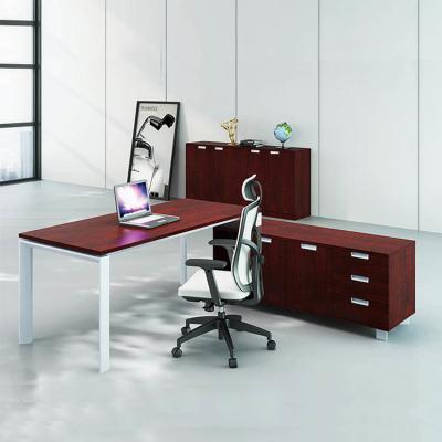 China 1.6M Red Executive Office Table Metal Frame Executive Manager Desk for sale