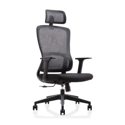 China Cadeira de escritório de malha com encosto de cabeça preto Cadeira de trabalho de malha elástica alta à venda