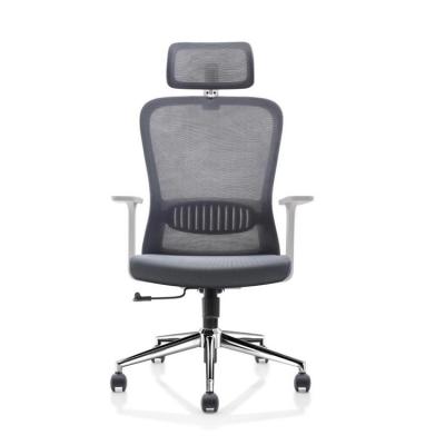 China Grey White Mesh Office Chair Fabric Height Adjustment Staff Computer Chair for sale