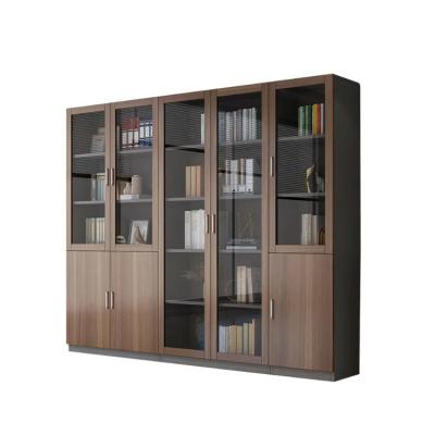 China Dark Brown Glass Door File Cabinet 6 Door CEO Large Wood Filing Cabinet for sale