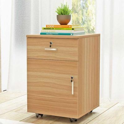 China 3 Drawer Rolling Pedestal File Cabinet Wood Lockable With Aluminum Alloy Handle for sale