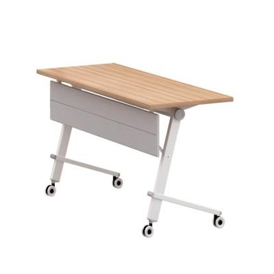 China Movable Foldable Training Table Water Resistant Wood Grain Color With Shelf for sale