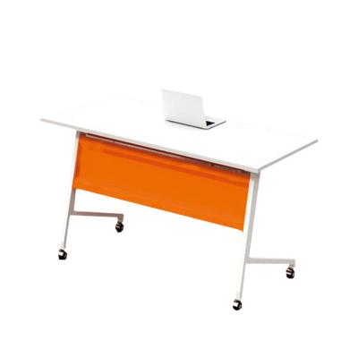 China Orange Folding Training Table Office Multi Person Metal Leg for sale