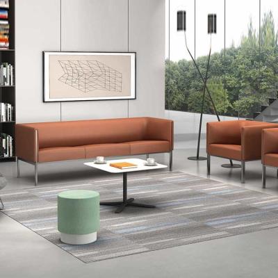 China Orange Corner Leather Sofa Set Flexibility Fabric Modular 1 2 3 Seat for sale