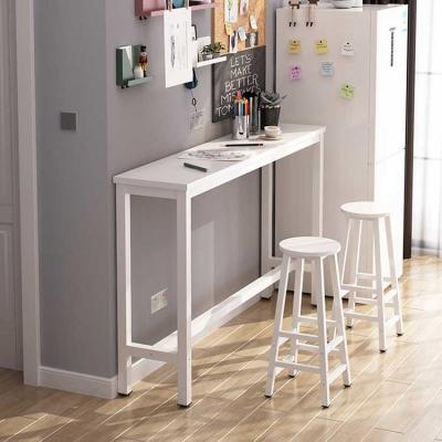 China 1.6m White Kitchen Bar Table Stool Set Melamine MFC With Metal  Legs for sale