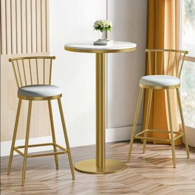 China Diameter 550mm Round Golden Table Bar Chairs And Table For Living Room for sale