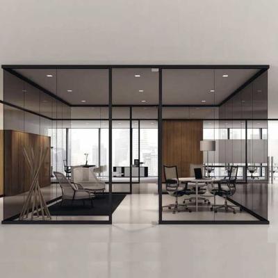 China Scratch Resistant Office Glass Wall Partitions Aluminum Alloy Frame Flat Curved for sale