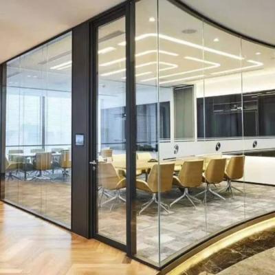 China Aluminum Frame Office Partition Walls Black Thickness 100mm Glass Office Walls for sale