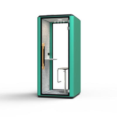 China Soundproof Office Phone Pod Green Modular Phone Booth For Private Call Meeting for sale