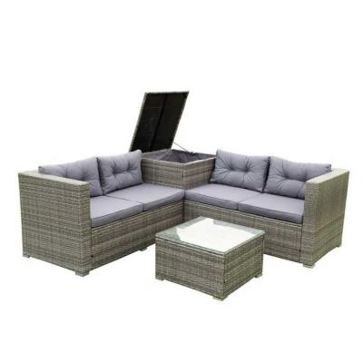 China Conjunto de sofás de canto de vime para pátio com cores personalizadas de vime para área externa à venda