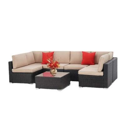 China Sofá de pátio em forma de U Conjunto de sofá de tecido de poliéster à prova de umidade à venda