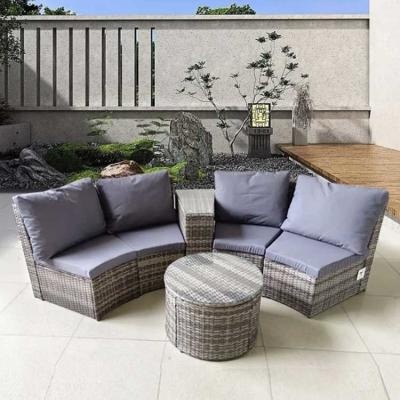 China Curved Outdoor Corner Sofa Set  Wicker Sofa With Round Table for sale
