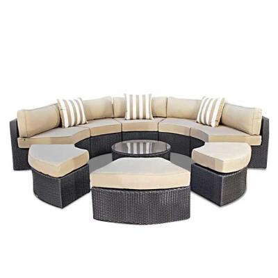 China Round Lounge Outdoor Beach Furniture Sofa PE Rattan Washable for sale