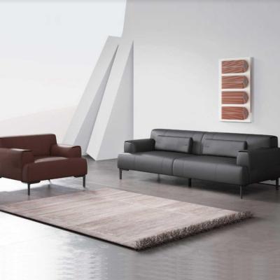 China ISO Sponge Material Office Furniture Sofa Black Color Leather Sofa Set for sale