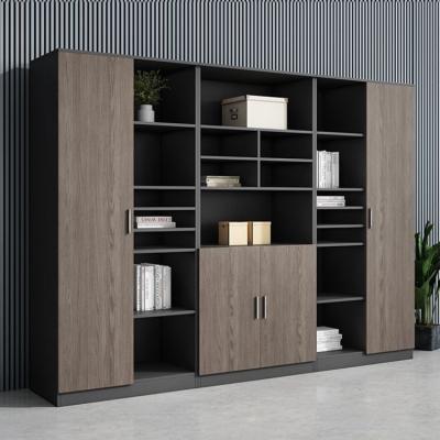 China 2.4M Black Wood File Cabinet ODM Large Capacity Wood Office Cupboard for sale