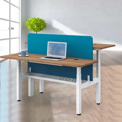 China 2 Person Adjustable Workstation Desk Electric Sit Stand Automatic Lifting for sale