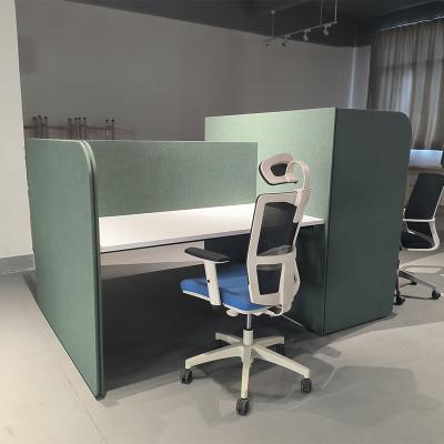 China High-end Green Fabric Office Workstation Cubicles Workstation Partition For 3 Person for sale