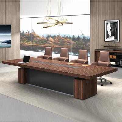 중국 직사각형 회의실 테이블 나무 갈색 회의실 테이블 판매용