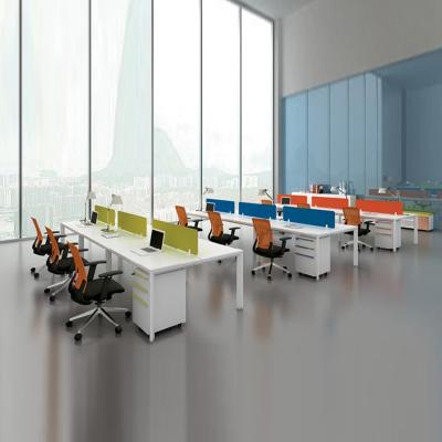 China Op maat gemaakte, kleurrijke kantoorwerkplekken voor 6 personen voor moderne bedrijven Te koop