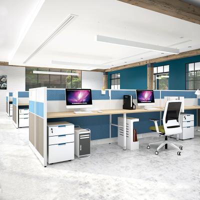 China 60mm Thickness Office Workstation Partitions Cubicle 6 Staff Workstation Table for sale