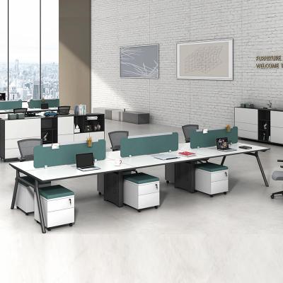 China Open Office Desk Metal Legs 6 Person Workstation With Desktop Partition for sale