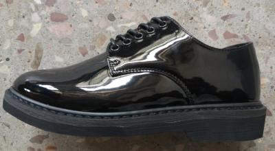 China Cow Leather Black Shiny Formal Shoes Rubber Outsole Army Officer Shoes for sale