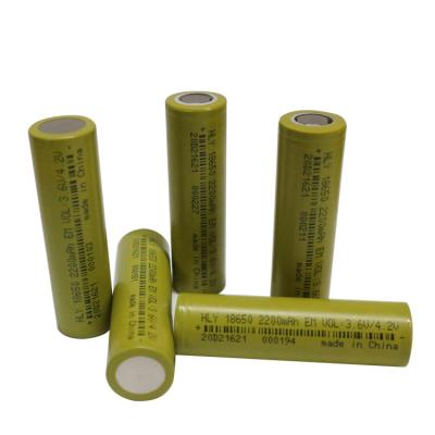 China UN38.3 Cylindrical High Rate 18650 Cell Battery 3.6V Lithium Ion Battery 2200mah 18650 for sale