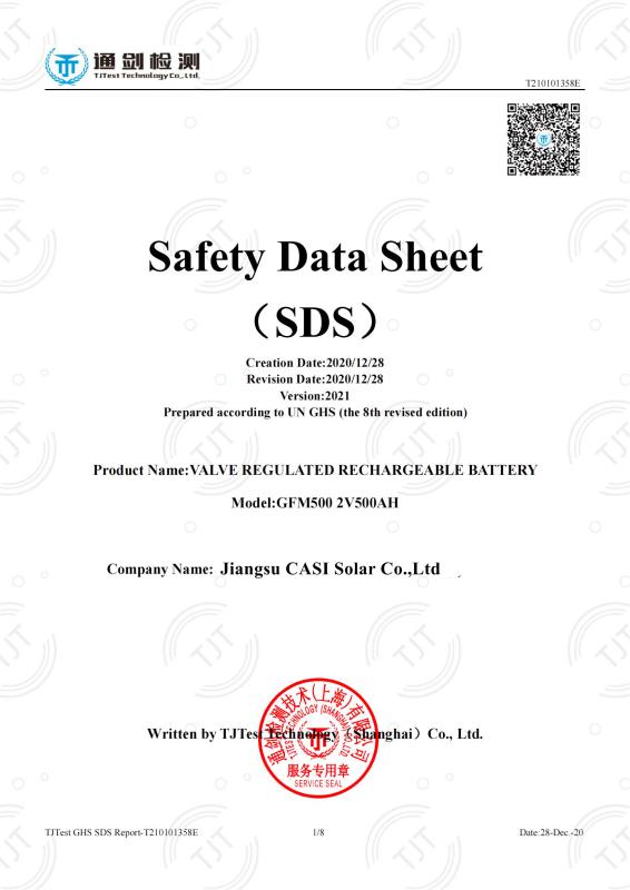Safety Data Sheet - Jiangsu CASI Solar Co., Ltd.