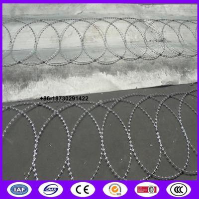 China Hot Dip Galvanized BTO 10 Flat wrap Razor Wire On fence top for sale