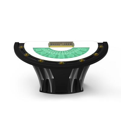 China Custom Casino Poker Table Black Jack Semicircle With Cup Holders for sale