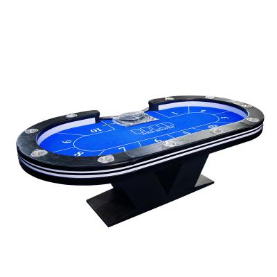China Customized Wooden Texas Casino Poker Table For Gambling Oval Shape for sale