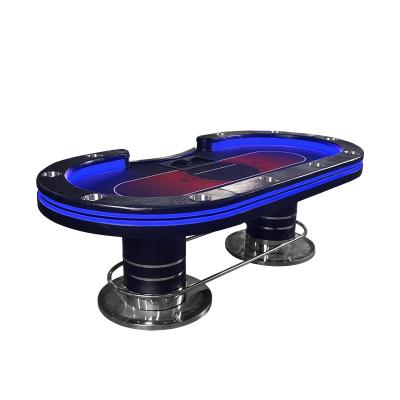 China Oval Casino Poker Table Texas With Leather Armrest Cup Holders for sale
