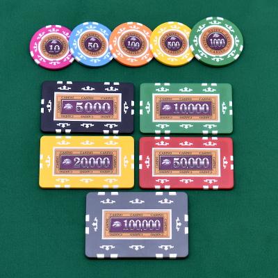 China Prenda impermeable de cerámica de encargo del juego de fichas de póker colorida para el torneo de EPT Tejas en venta