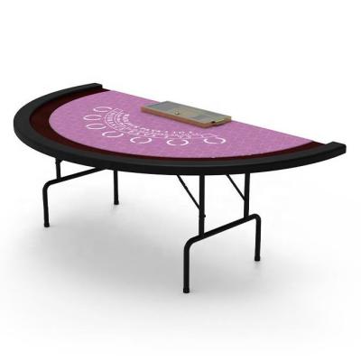 China Custom Casino Blackjack Table With Folding Leg Half Round Shape for sale