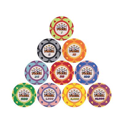 China Chip de poker de cerâmica de 39 mm personalizável para jogos de cassino profissionais à venda