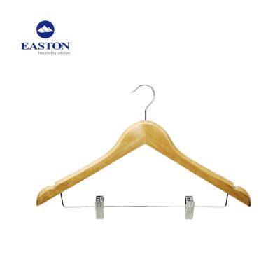 China Hotel Metal Clip Wood Female Hangers For Clothes for sale