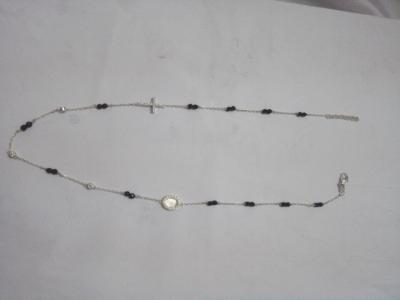 China O cristal preto natural perla quadro oval transversal de W da corrente da prata 925 esterlina o mini à venda