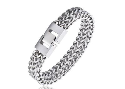 China Stainless Steel Mens Bracelets Double Chains Silver Link Punk Man Bangle Vantage Jewelry for sale