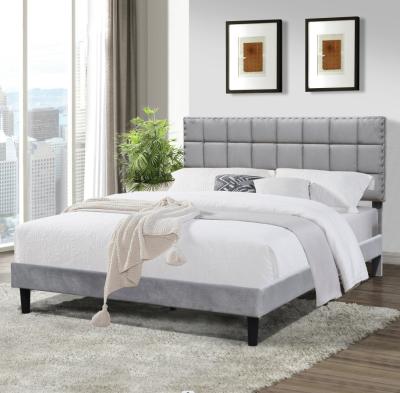 China King Size Upholstered Platform Bed Frame Dark Grey With Adjustable Headboard Height for sale