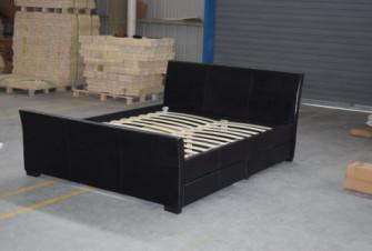 China Sunny Black Velvet Fabric Bed Frame Upholstered Queen Fabric Platform Bed ODM OEM for sale